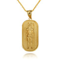 Yellow Gold Egyptian Anubis God Of The Dead Guard Dog Amulet Pendant Necklace