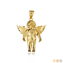 Gold Baby Angel Wings Cherub Guardian Pendant Necklace