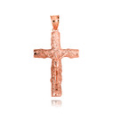 Rose Gold Jesus Christ Wooden Crucifix Cross Pendant