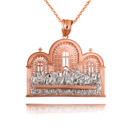 Two Tone Rose Gold The Last Supper Jesus & Apostles Pendant Necklace