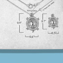 .925 Sterling Silver Sea Turtle Cubic Zirconia Studded Pendant Necklace sizes with measurements