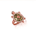Rose Gold CZ Studded Sea Turtle Enamel Ring (Large)