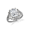 .925 Sterling Silver Radiant Cut Clear CZ Gemstone Victorian Filigree Ring