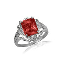 .925 Sterling Silver Radiant Cut Garnet Gemstone Victorian Filigree Ring