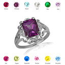 .925 Sterling Silver Custom Radiant Cut Birthstone Victorian Filigree Ring