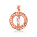 Rose Gold Santa Muerte Cuban Chain Link Frame Pendant