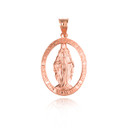 Rose Gold Mother Virgin Mary Pray for Us Oval Pendant