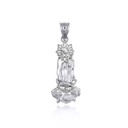 .925 Sterling Silver Our Lady Of Guadalupe Rose Flower Pendant