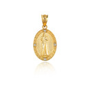 Gold Saint Pio Oval Victorian Medallion Pendant