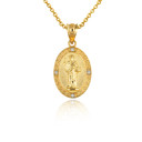 Gold Saint Dominic Oval Victorian Medallion Pendant Necklace