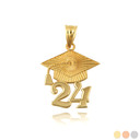 Gold Class of 2024 to 2027 Graduation Cap Pendant