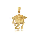 Gold Class of 2027 Graduation Cap Pendant