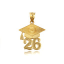 Gold Class of 2026 Graduation Cap Pendant