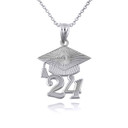 .925 Sterling Silver Class of 2024 Graduation Cap Pendant Necklace