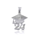 .925 Sterling Silver Class of 2024 Graduation Cap Pendant