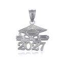 .925 Sterling Silver Class Of 2027 Graduation Cap & Diploma Infinity Ribbon Pendant