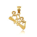 Gold Class Of 2027 Graduation Diploma Infinity Ribbon Pendant