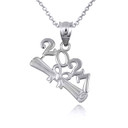 .925 Sterling Silver Class Of 2027 Graduation Diploma Infinity Ribbon Pendant Necklace