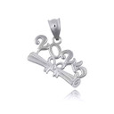 .925 Sterling Silver Class Of 2025 Graduation Diploma Infinity Ribbon Pendant