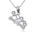 .925 Sterling Silver Class Of 2026 Graduation Diploma Infinity Ribbon Pendant Necklace