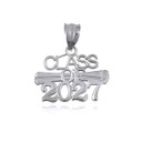 White Gold Class Of 2027 Graduation Diploma Pendant