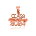 Rose Gold Class Of 2024 Graduation Diploma Pendant