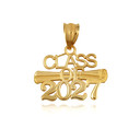 Gold Class Of 2027 Graduation Diploma Pendant