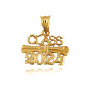 Yellow Gold Class Of 2024 Graduation Diploma Pendant