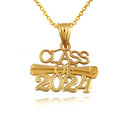 Gold Class Of 2024 Graduation Diploma Pendant Necklace