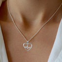 .925 Sterling Silver CZ Heartbeat Pulse Lifeline Pendant Necklace