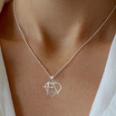 .925 Sterling Silver Heart Cross & Anchor Pendant Necklace on female model
