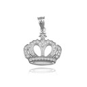 White Gold Royal Princess CZ Heart Crown Pendant