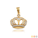 Yellow Gold Royal Princess CZ Heart Crown Pendant