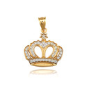 Yellow Gold Royal Princess CZ Heart Crown Pendant