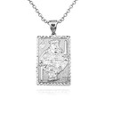 .925 Sterling Silver King Of Hearts Playing Cards Pendant Necklace