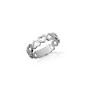 .925 Sterling Silver Open Heart Shapes Band Ring