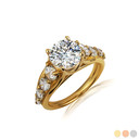 Yellow Gold Round Cut CZ Engagement Wedding Ring
