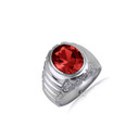 .925 Sterling Silver Oval Garnet Gemstone Ribbed Nugget Ring