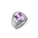 .925 Sterling Silver Oval Alexandrite Gemstone Ribbed Nugget Ring