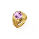 Gold Oval Alexandrite Gemstone Striped Nugget Men's Ring