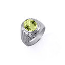 .925 Sterling Silver Oval Citrine Gemstone Striped Nugget Men's Ring