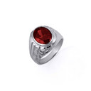 .925 Sterling Silver Oval Garnet Gemstone Striped Nugget Men's Ring