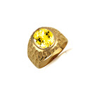 Gold Oval Gemstone Citrine Dragon Scales Nugget Ring