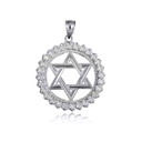 .925 Sterling Silver Jewish Star Of David CZ Circle Pendant