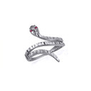 .925 Sterling Silver Diamond Cut Ribbed Snake CZ Ruby Ring