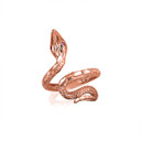 Rose Gold Diamond Cut Textured Snake CZ Ruby Ring