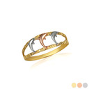 Tri-Color Jumping Dolphins Open Band Ring
