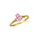 Gold Pear Cut Pink CZ Gemstone Ring