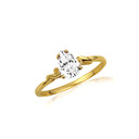 Gold Pear Cut Clear CZ Gemstone Ring