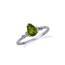 .925 Sterling Silver Custom Pear Cut Peridot Birthstone Ring